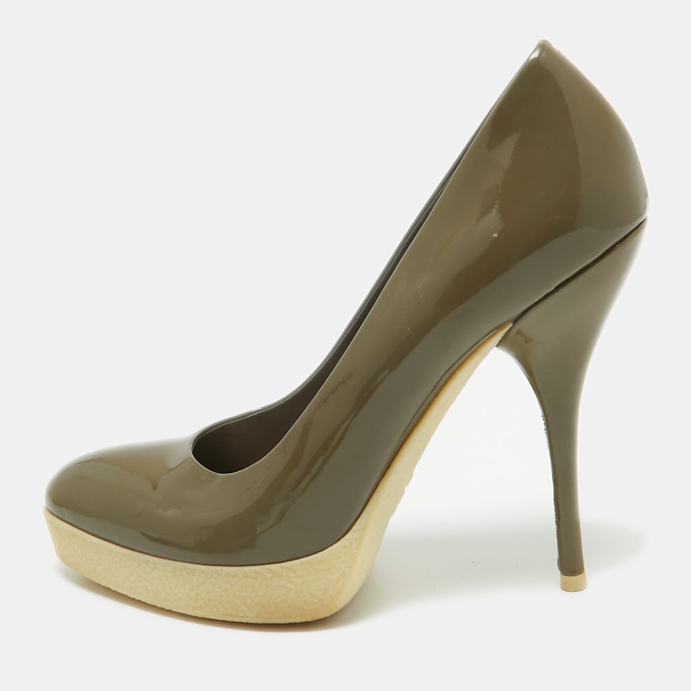 Gucci Green Patent Leather Slip On Pumps Size 36 EU