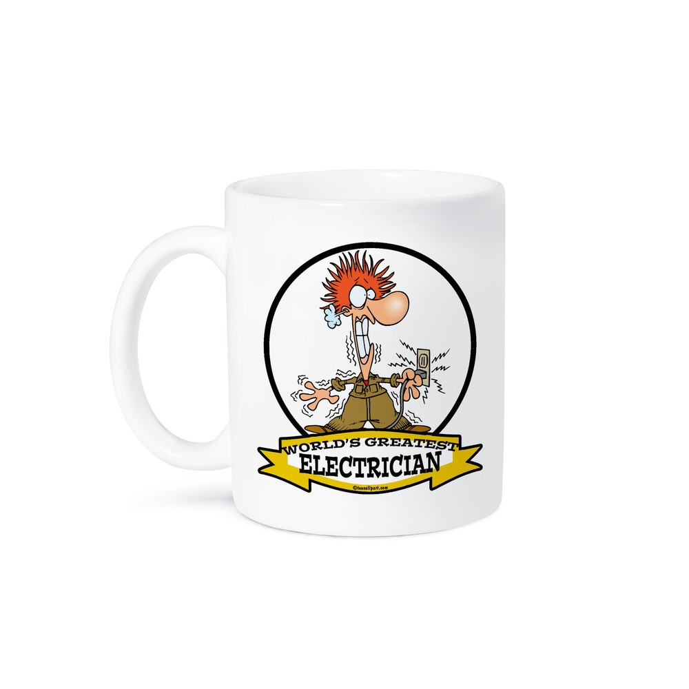 Funny Worlds Greatest Electrician Cartoon Mug by 3dRose