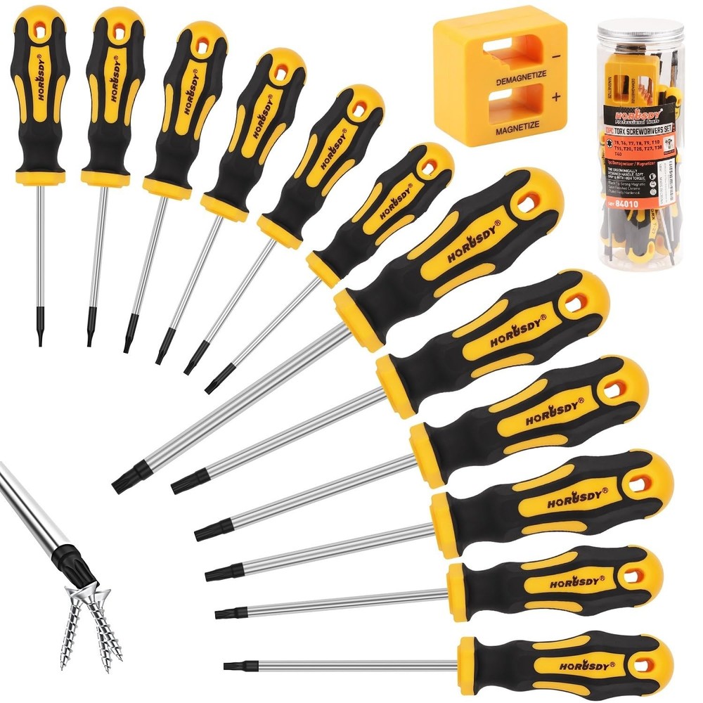 13-Piece Magnetic Torx Screwdriver Set T5 to T40 for Secure Fastening