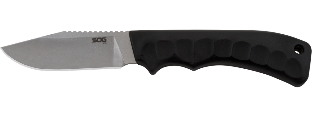 SOG Ace Fixed Blade Knife with Black TPR Handle and Stainless Steel ACE1001-CP