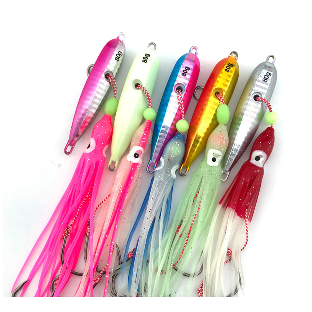 5PCS Deep Sea Slow Jig Lures for Squid Octopus 40-200g Jigging Baits