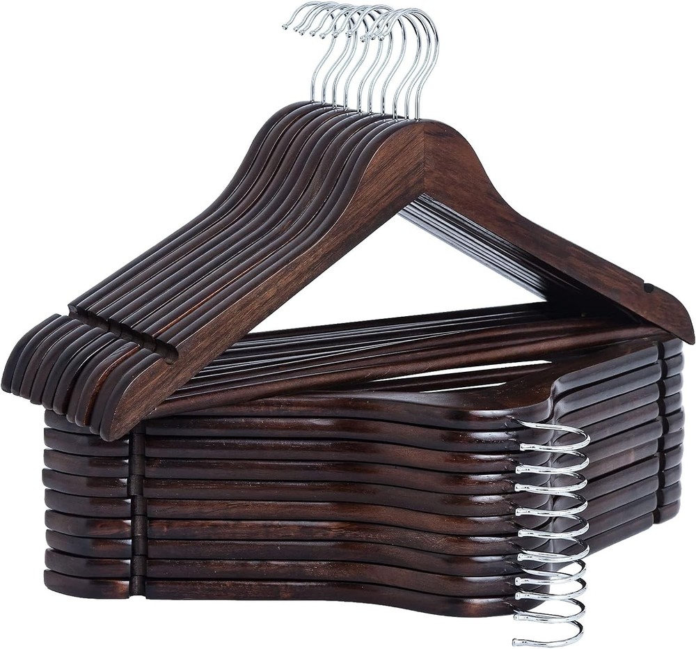 20-Pack Walnut Wooden Hangers 0.5