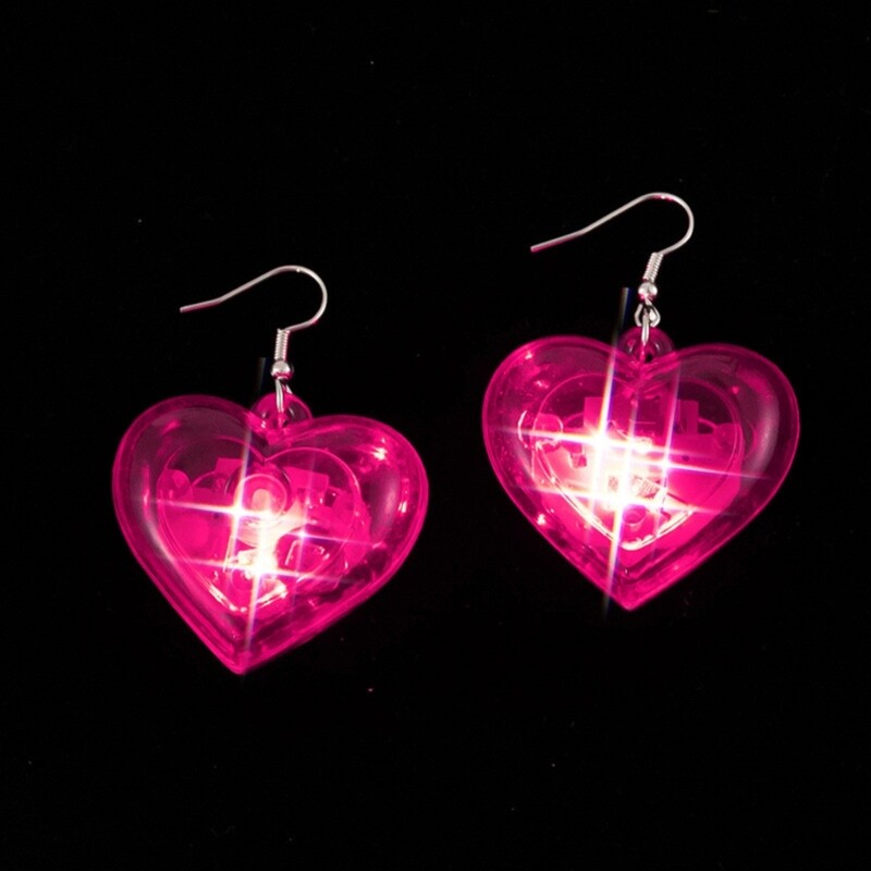 Valentines Heart Dangle Earrings Simple LED Lights Heart Pendant Drop Earrings