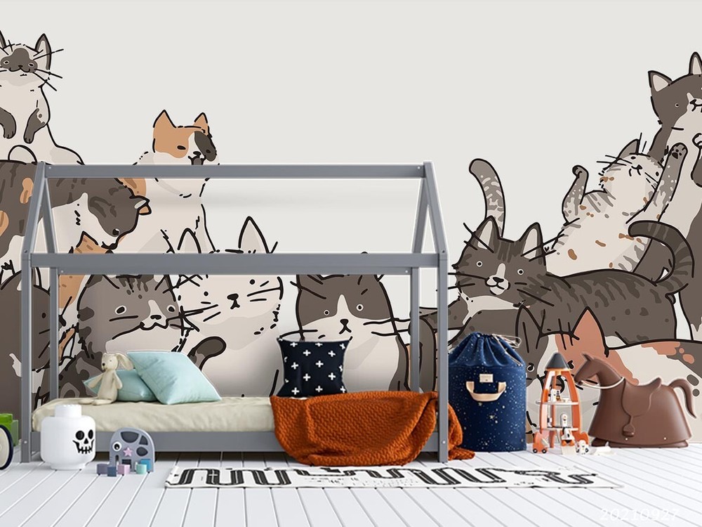 3D Cartoon Animal Cat Wall Murals Wallpaper Murals Wall Sticker