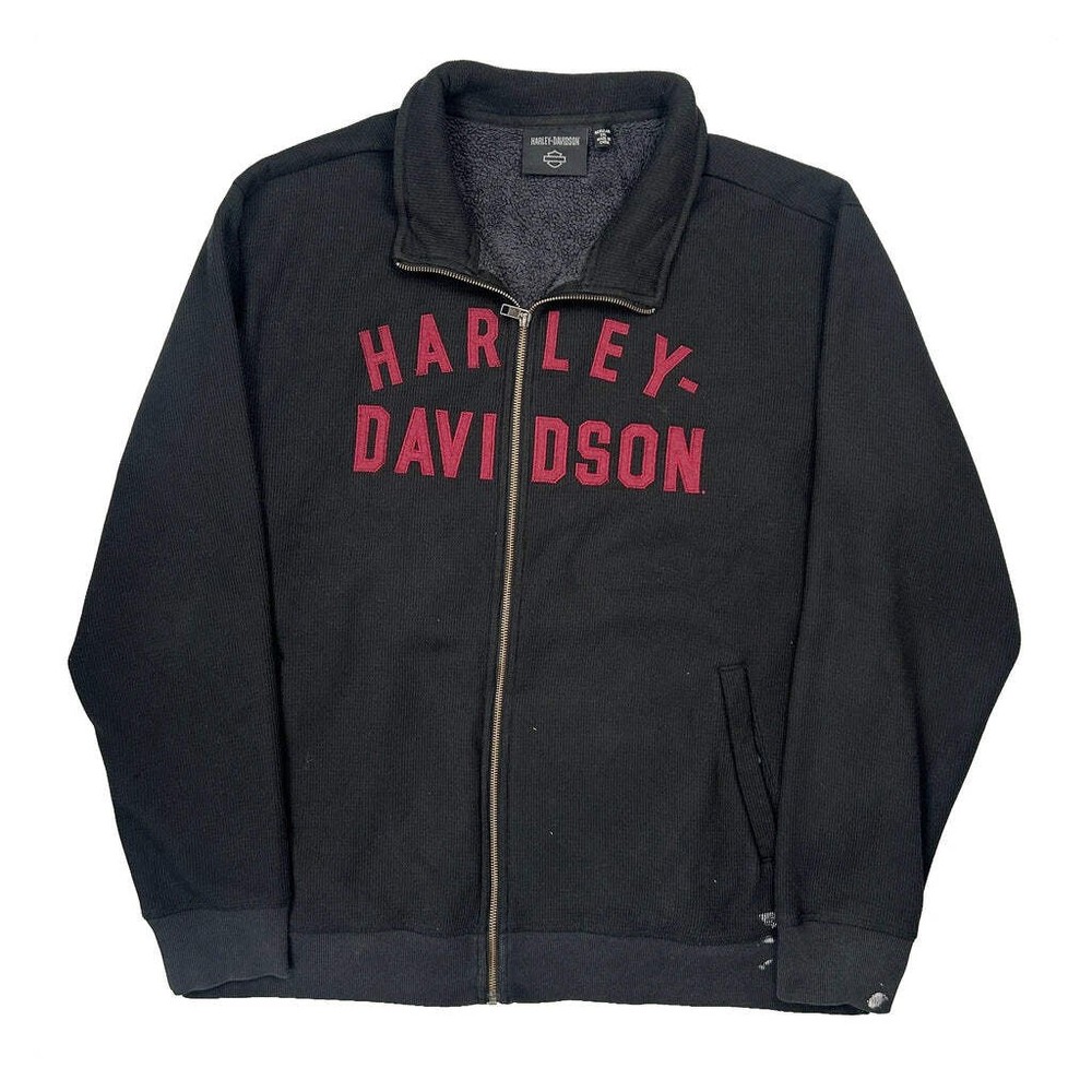 Harley Davidson Spellout Jacket - 2XL Black Cotton