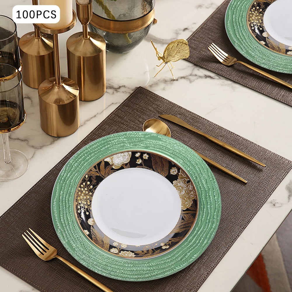 100 Pcs Antique Charger Plates Round Charger Plates for Wedding Dinner Party USA