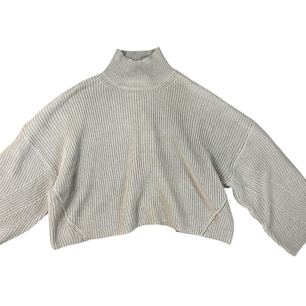 Topshop Size Medium 8-10 Women’s Tan/ Beige Mock Neck Wide Arm Cropped Sweater