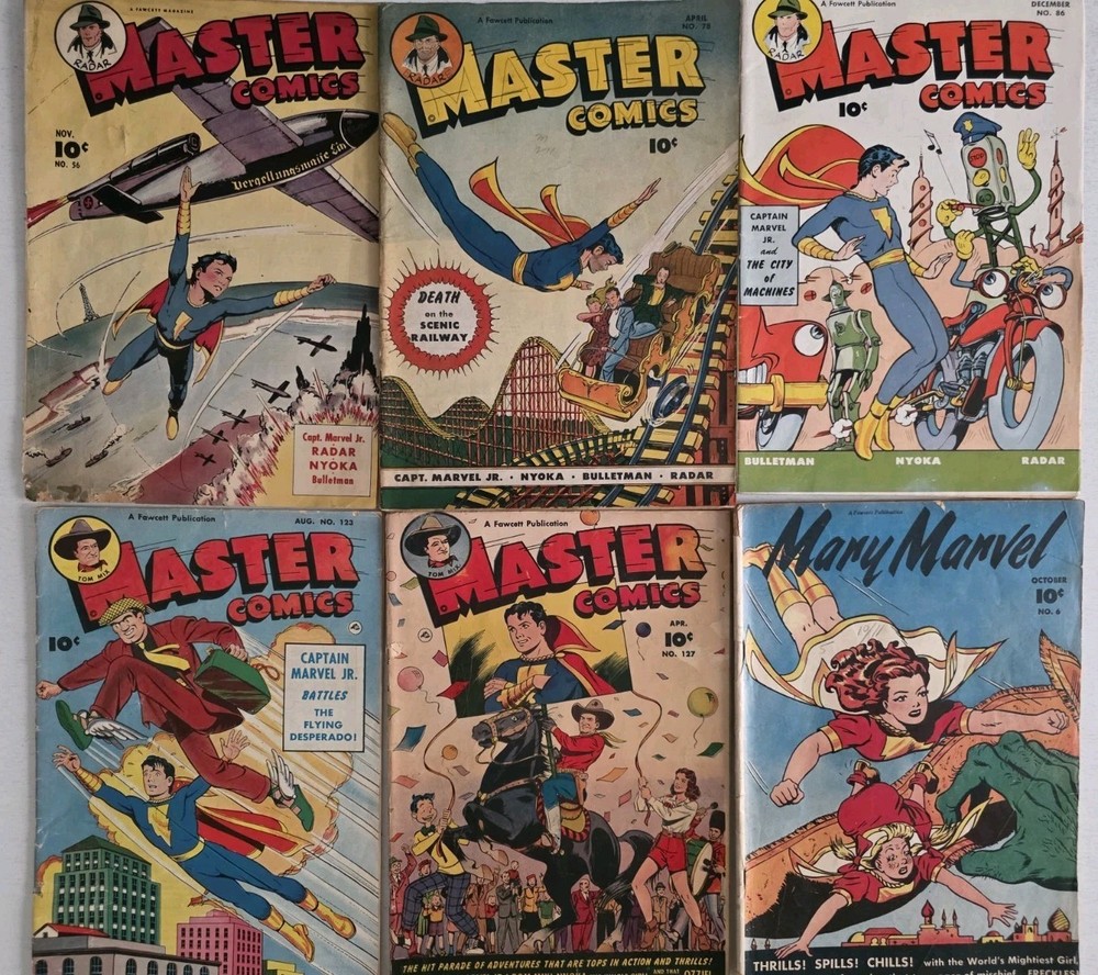 Master Comics Lot☆6 #111-149*FN-VG Captain Marvel Jr Mary Marvel 1944 Golden Age