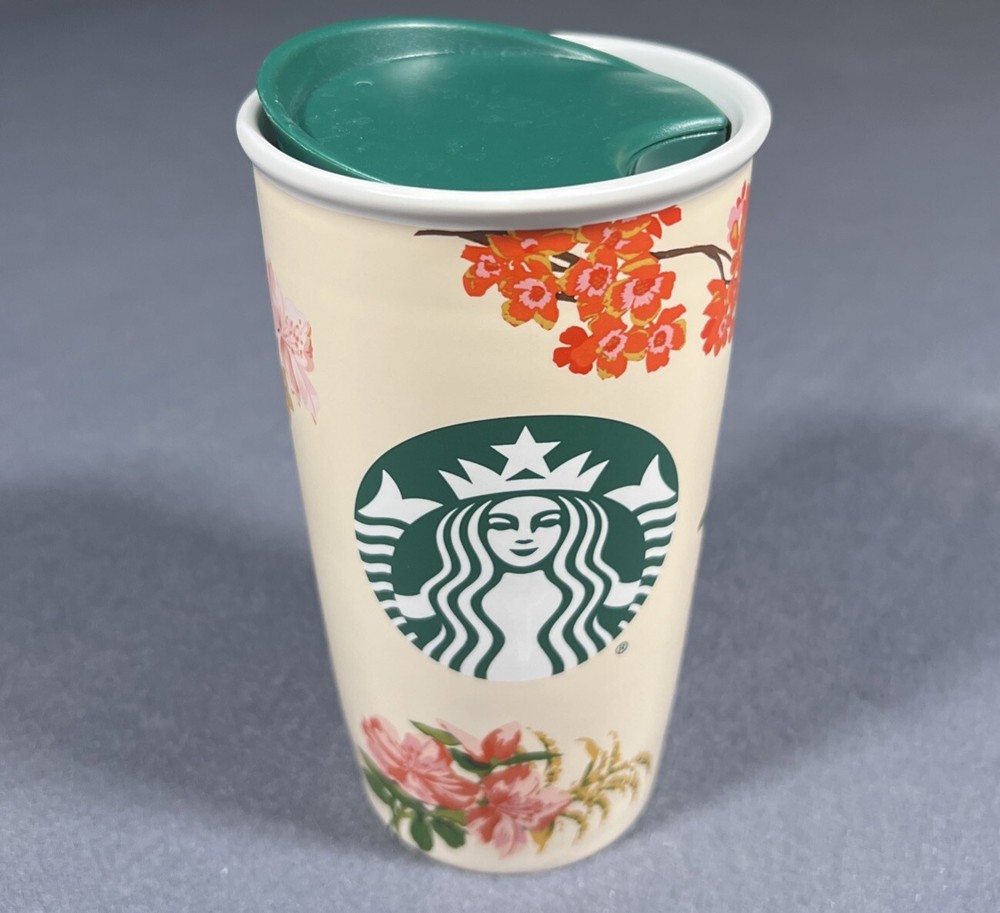 Starbucks Ban.dō+ Coffee Mug Tumbler Flowers 12 fl oz Ceramic Traveller 2018