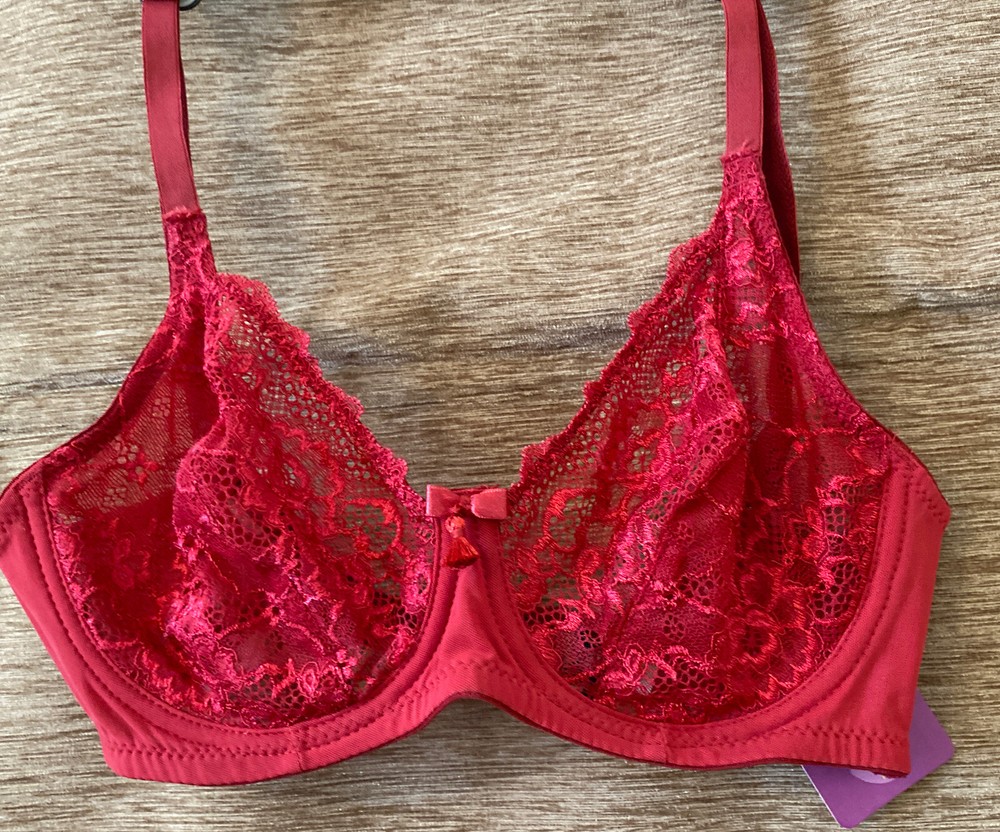 CLEARANCE SALE BWITCH LADIES WOMEN'S  GIRGER RED UNDERWIRED LACE BRA SIZE 34C