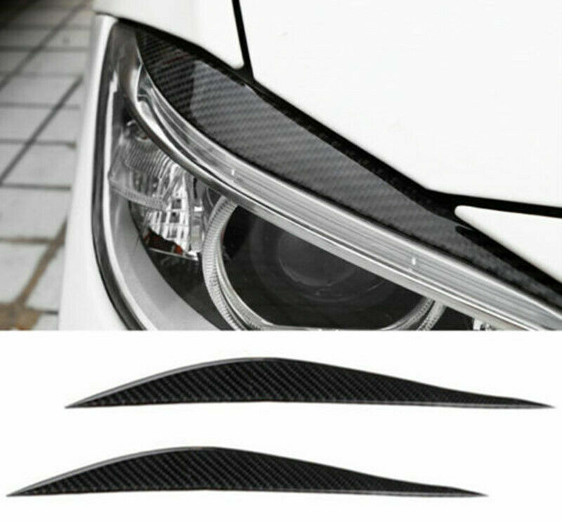 2x Carbon Fiber Headlight Eyebrow Eyelid Cover For BMW 3 Series 2012-2018 F30