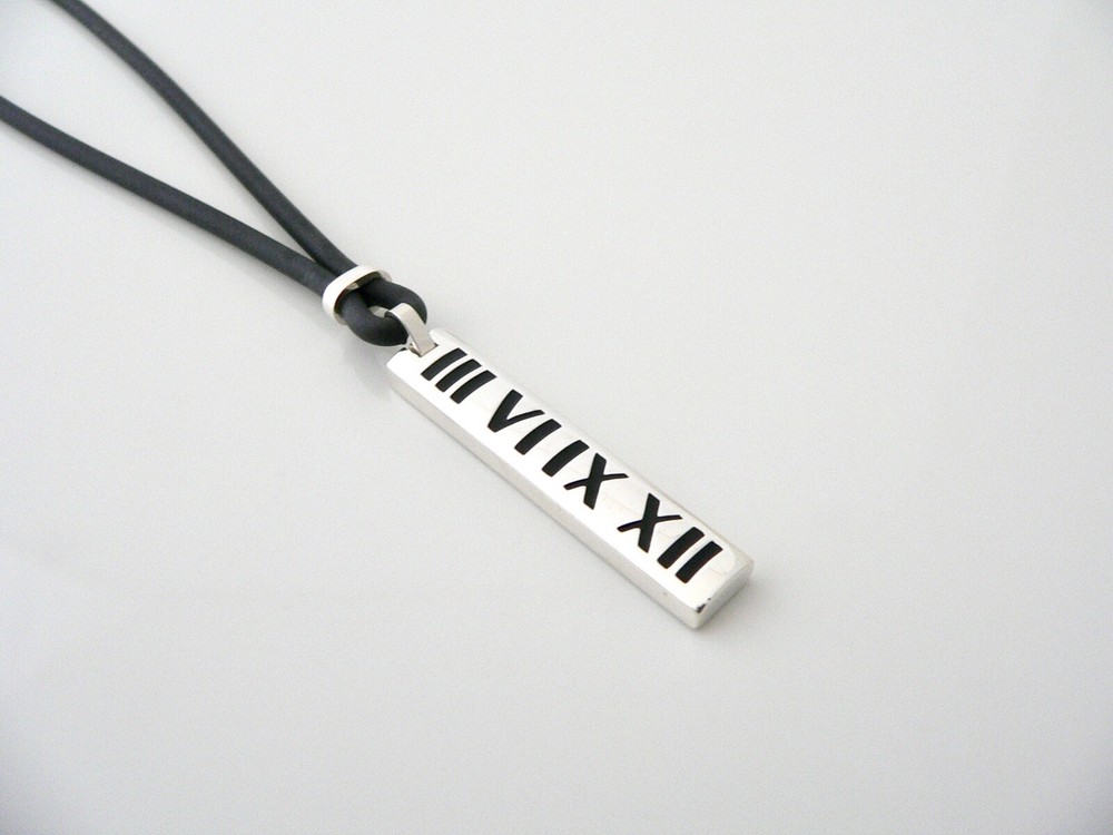 Tiffany & Co Atlas Necklace Surfer Black Rubber Bar Cord Silver Ocean Sea Lover
