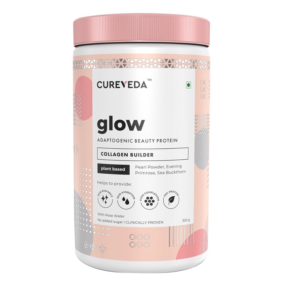 Cureveda Glow Veg Collagen Powder for Radiant Skin No Sugar 300g