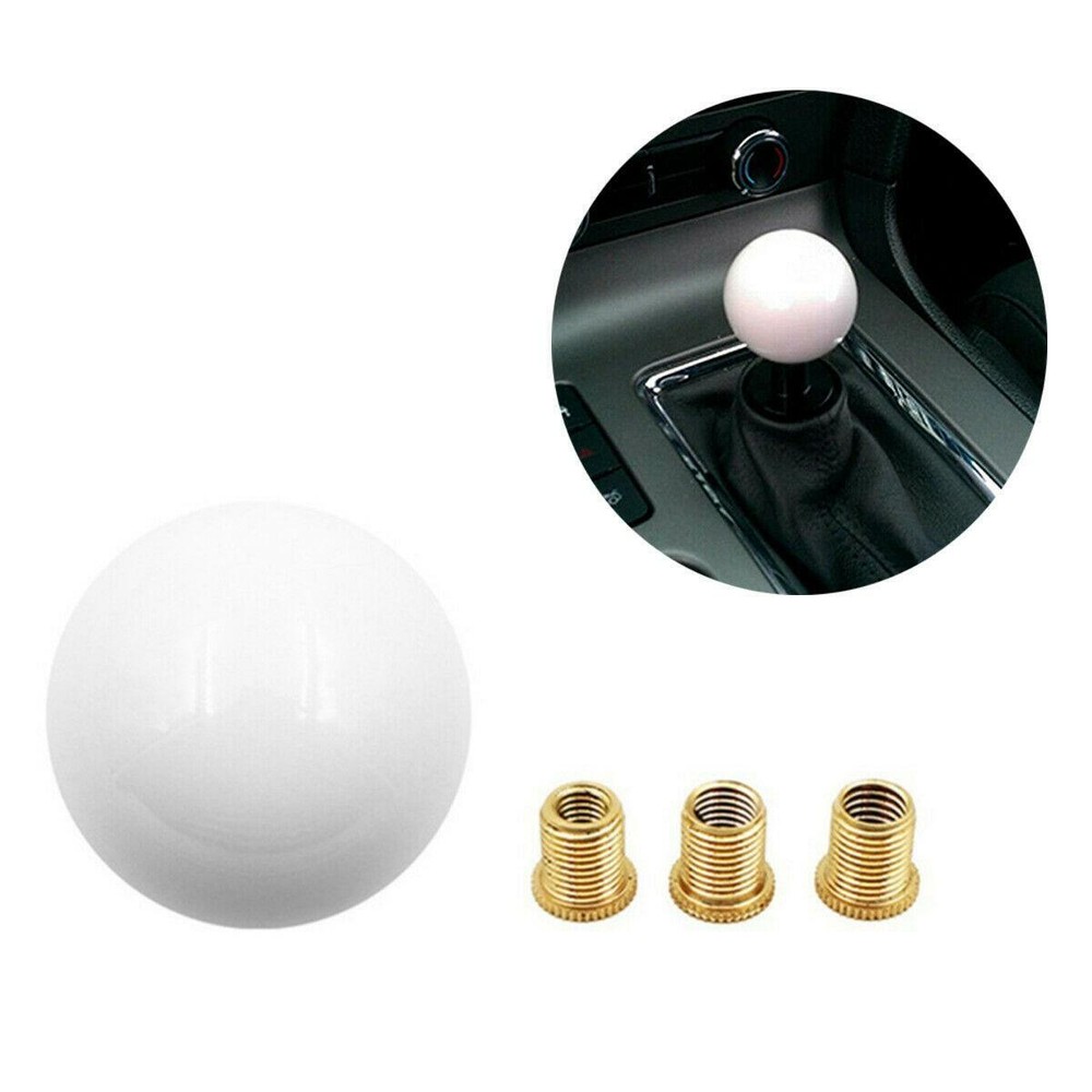 White Car Modified Shift Knob Gear Shifter Head With 3Pcs Adapters M8 M10 M12