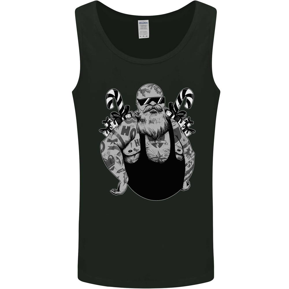 Tattoo Santa Funny Christmas Biker Motorbike Mens Vest Tank Top
