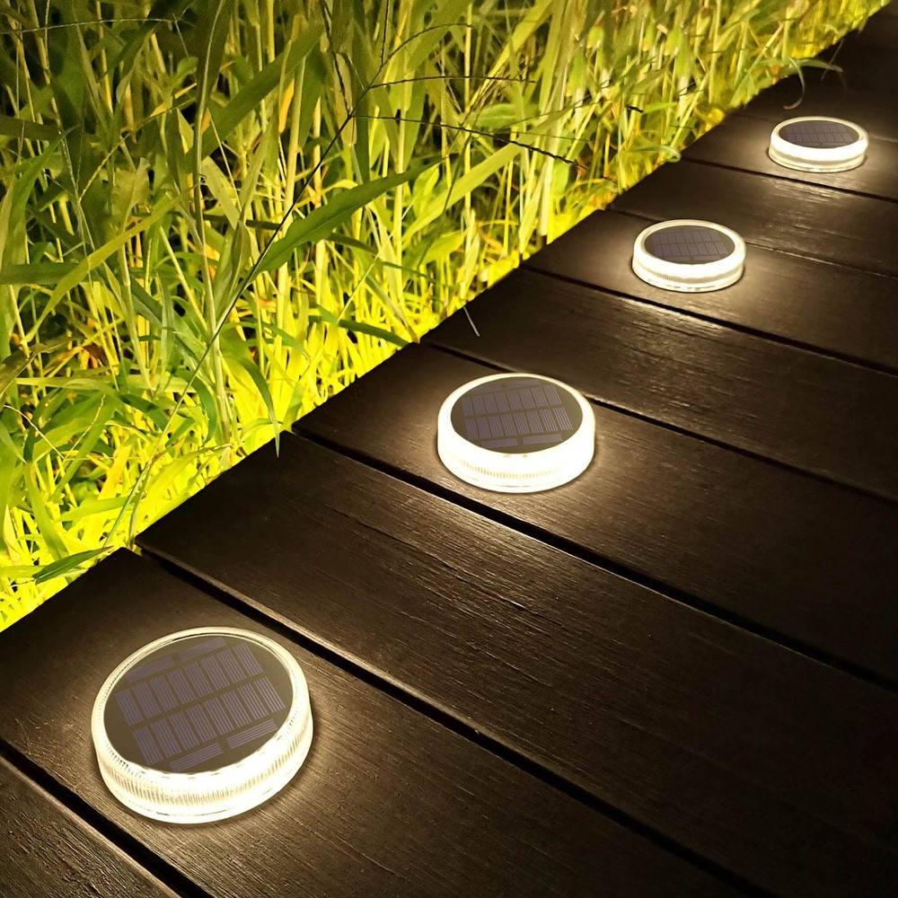 Solar Deck Lights 4 Pack 30LM Waterproof Outdoor Step Lights LED Solar Powered for Patio Dock Pathway