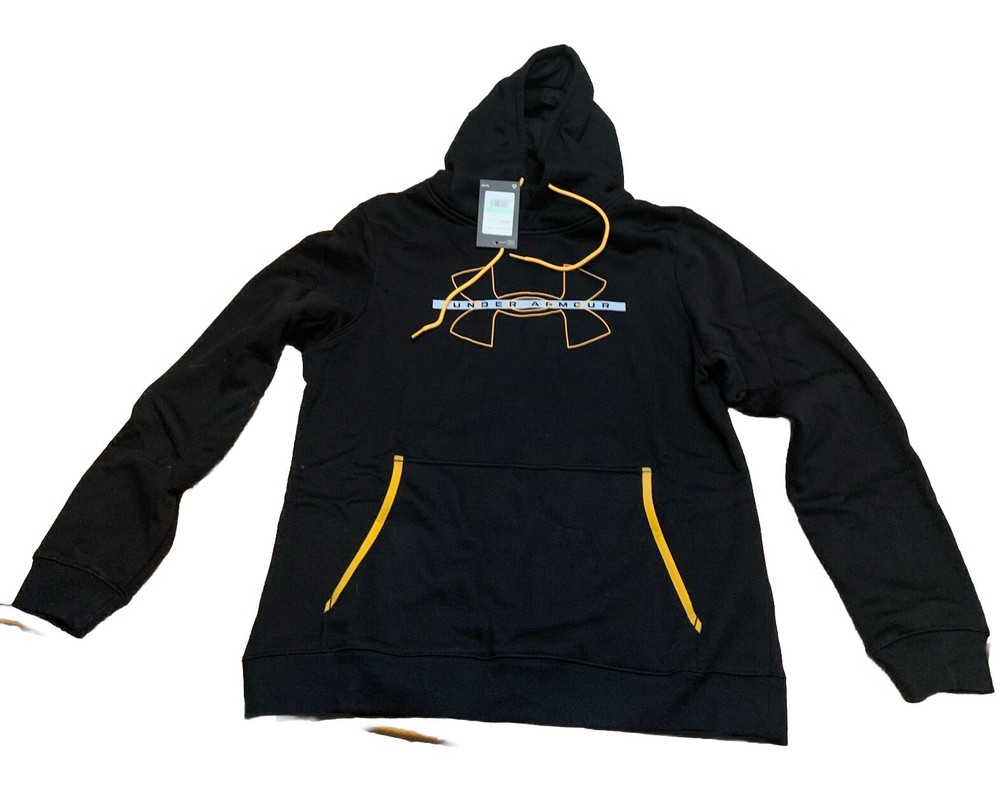 Under Armour Youth Black Gold Hoodie with Front Pocket Cyber Monday Deal-image