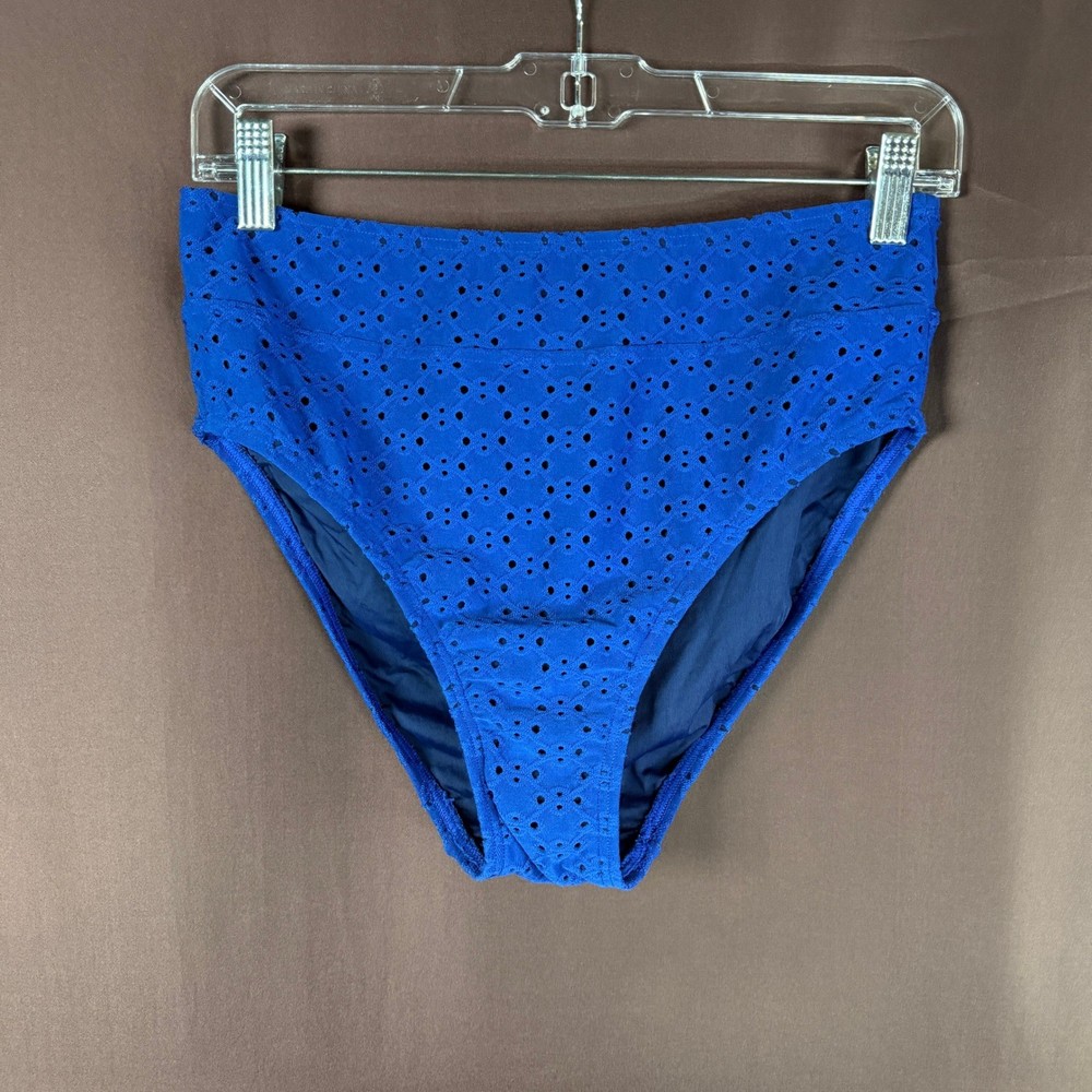 Lands End Womens High Waisted Bikini Bottoms in Cobalt Blue