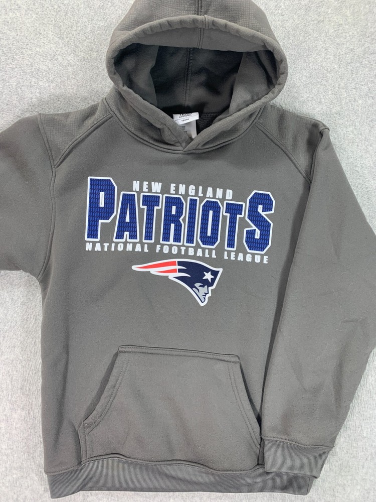 New England Patriots NFL Team Apparel Hoodie Sweatshirt (Youth Large 12/14) Gray