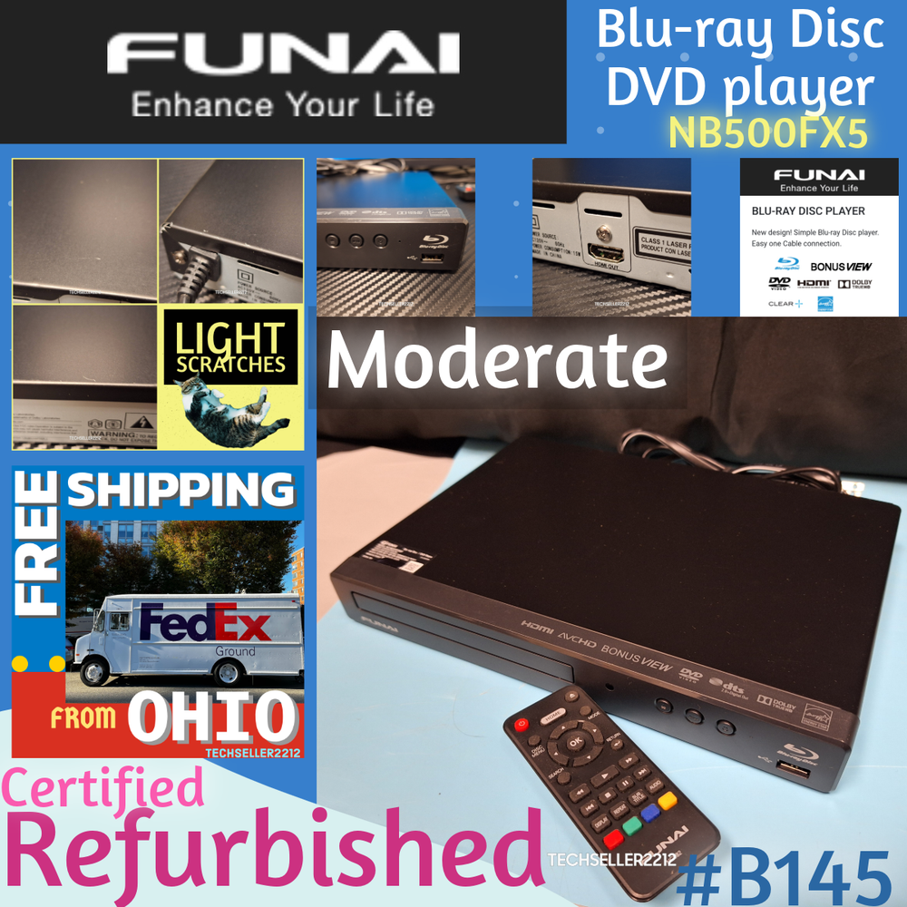 Funai Blu-ray Disc Player with USB Port ( NB500FX5 ) with Remote Controller