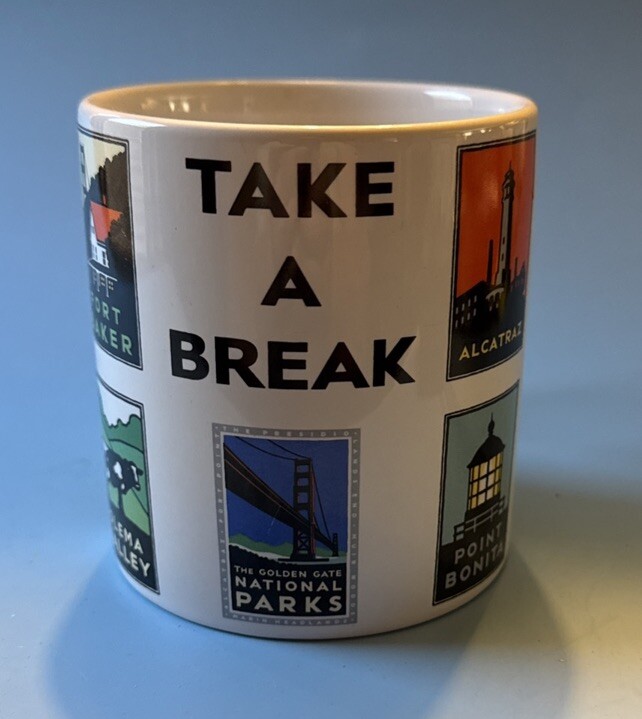 San Francisco Mug Take a Break Land Marks Visiting 14oz Orca Coatings VTG C89