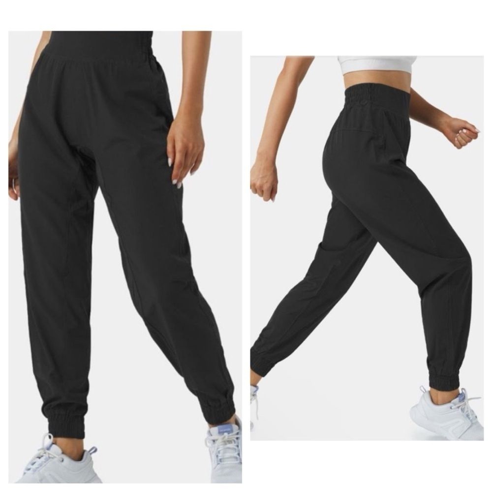 Halara High-Waisted Pull-On Nylon Joggers in Black - Medium Petite NWT