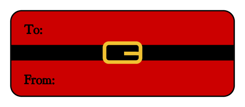 30 Christmas Holiday gift tags labels stickers, red Santa belt