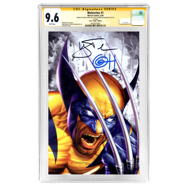 Hugh Jackman, Greg Horn Autographed 2020 Wolverine #1 Virgin Variant CGC SS 9.6