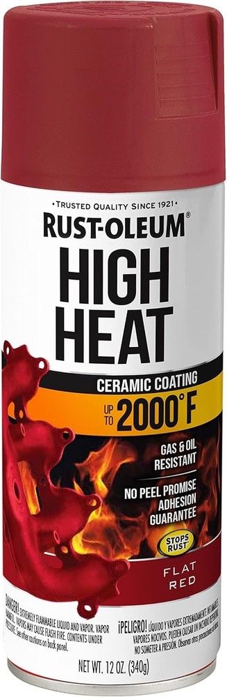 Rust-Oleum 248908 High Heat 2000°F Flat Red Automotive Spray Paint 12oz