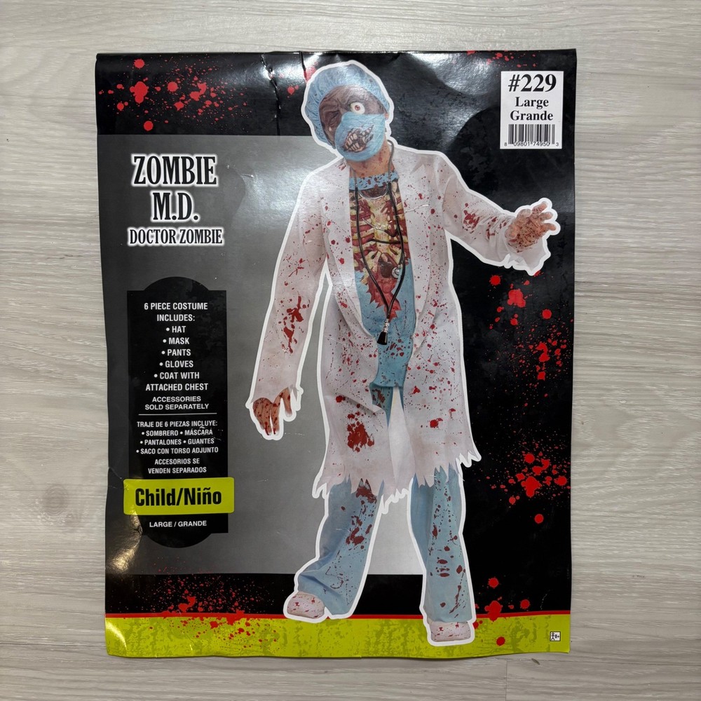 Zombie M.D. Doctor Zombie Boys Costume 6-Piece Set Kids Child Size L