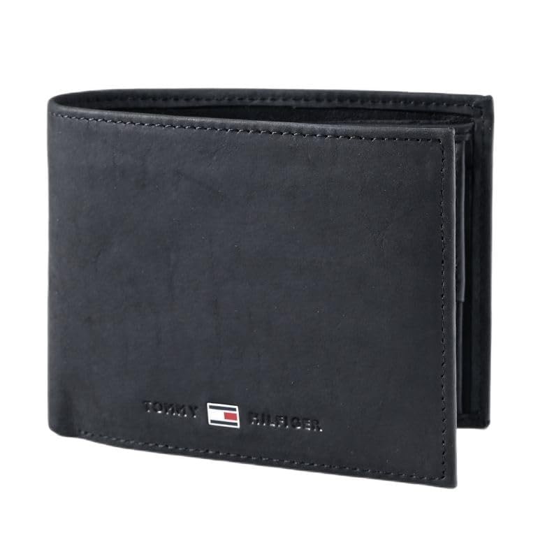 Tommy Hilfiger Mens Black Bifold Wallet Holds 9 Cards European Import