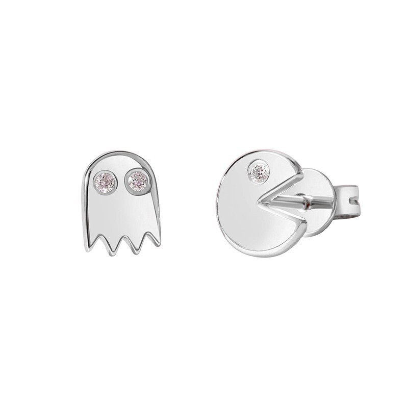 Pac- Man  metal Stud Earrings Sterling silver
