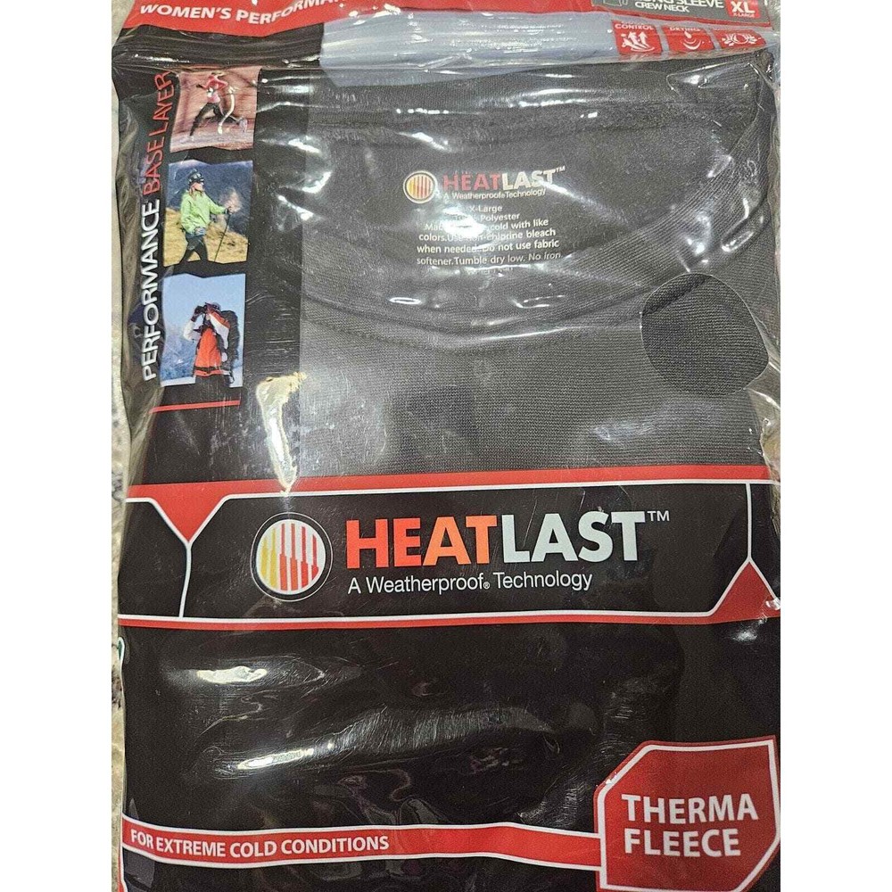 HEATLAST Weatherproof Base Layer for Men - Black XL Long Sleeve Crew Neck Thermal Top