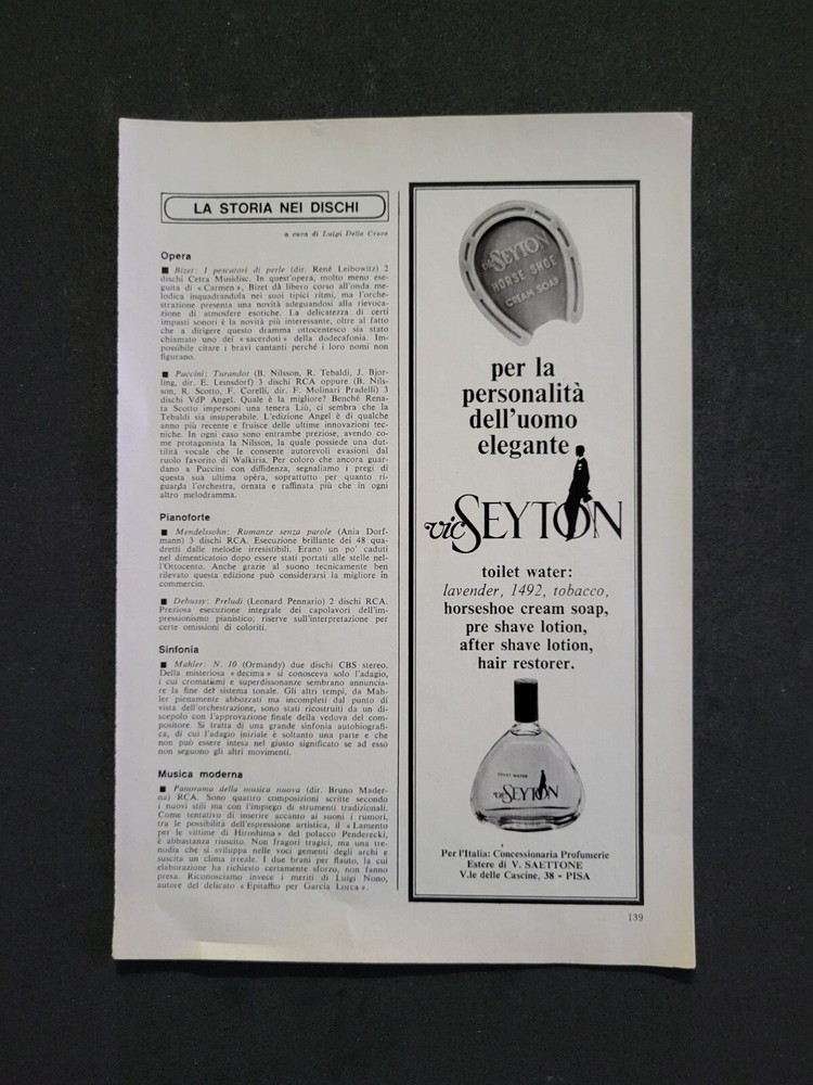 VIC SEYTON TOILET WATER VINTAGE AD CLIPPING 895 COLLECTIBLE