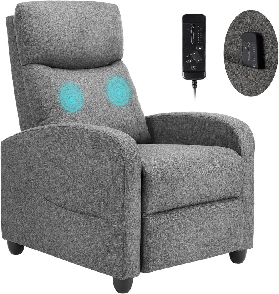 Modern Recliner Chair with Massage & Lumbar Support for Home Theater Seating