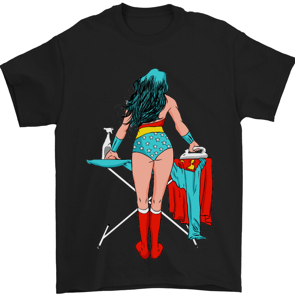 Ironing Superhero Funny Mens T-Shirt 100% Cotton