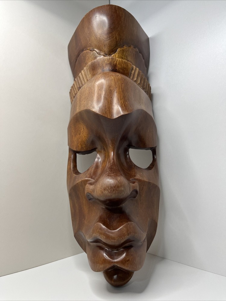 Hand-carved Wooden Head Sculpture, Wooden Figure Decor, Cultural Art Statue