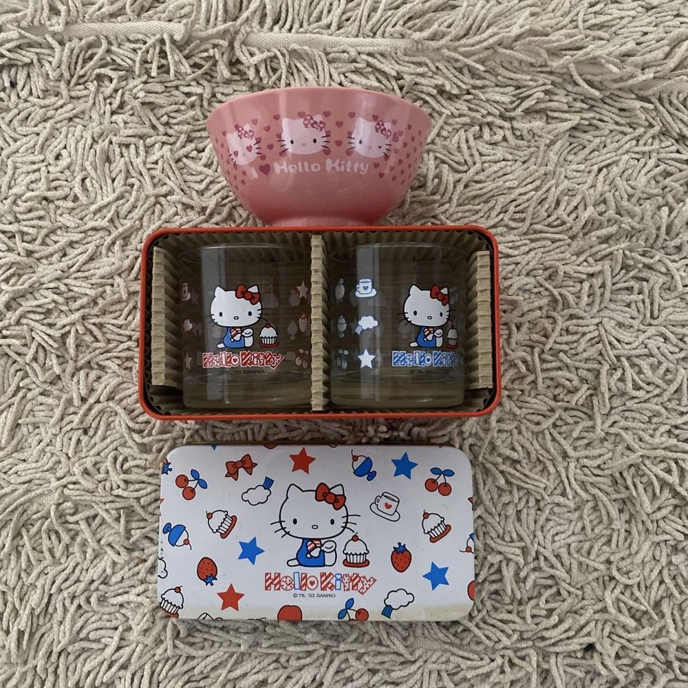 Hello Kitty Rice Bowl and Glass Dining Set for Kids  