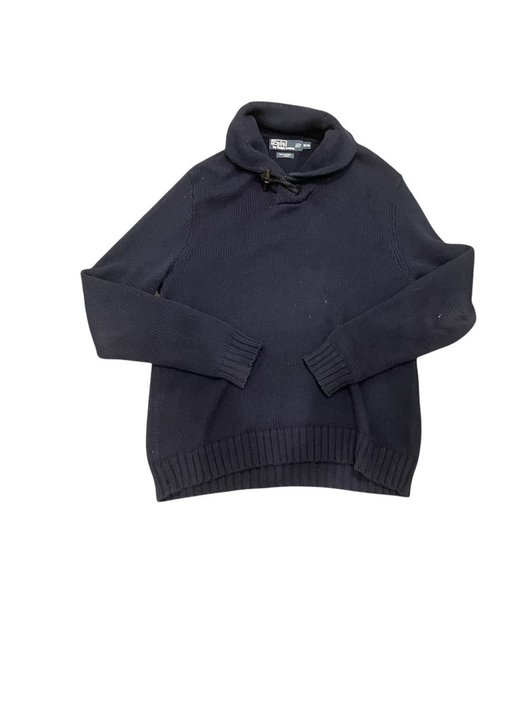 Polo Ralph Lauren Navy  Jersey Shawl-Collar Pullover Navy Cotton Knit Preppy M
