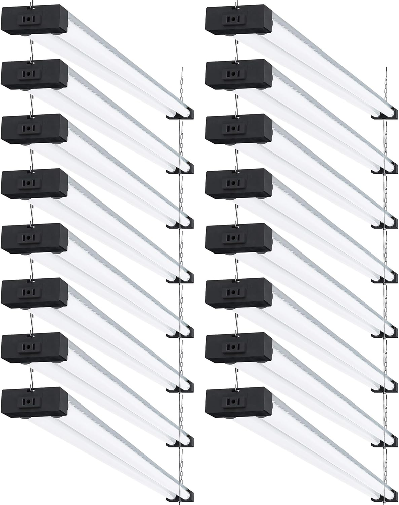 Sunco 16 Pack 40W 260W LED Shop Light 4FT Plug in Frosted for Garage Workshop