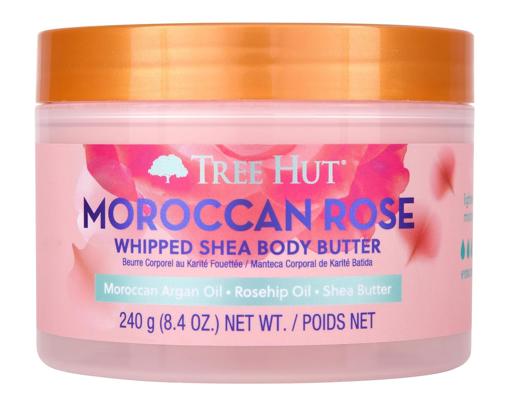 Manteca corporal de karité batida rosa marroquí Tree Hut, 8,4 oz, ligera, de larga duración