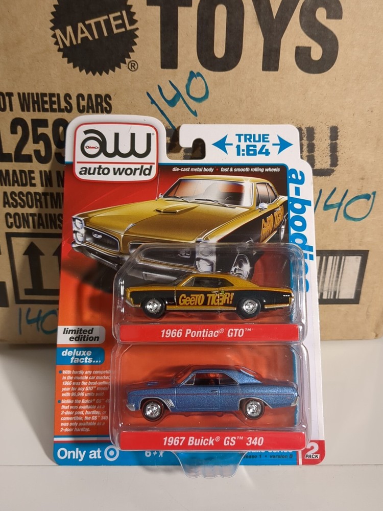 AUTO WORLD TARGET EXCLUSIVE 1966 PONTIAC GTO & 1967 BUICK GS 340 2 PACK