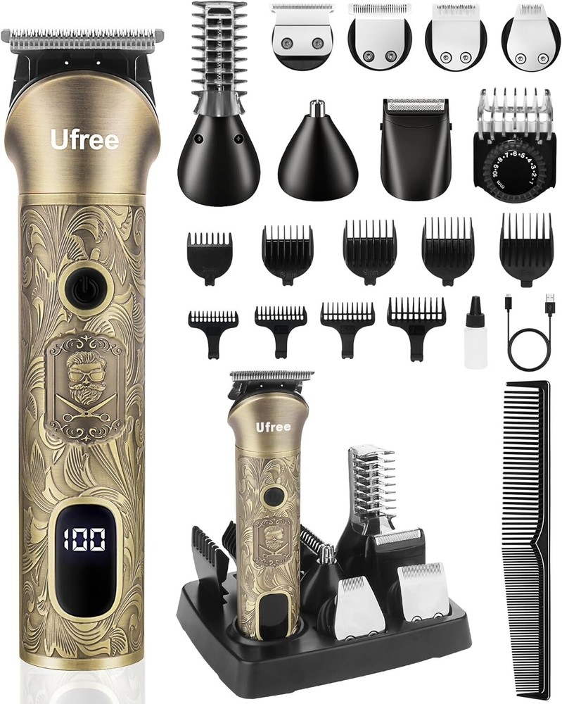 Ufree Beard Trimmer for Men, Electric Razor, Cordless Hair Clippers Bronze