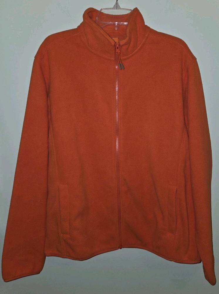 NWOT Ozark Trail Men's LARGE Polar Fleece Jacket ORANGE Zip Mock Neck #10726