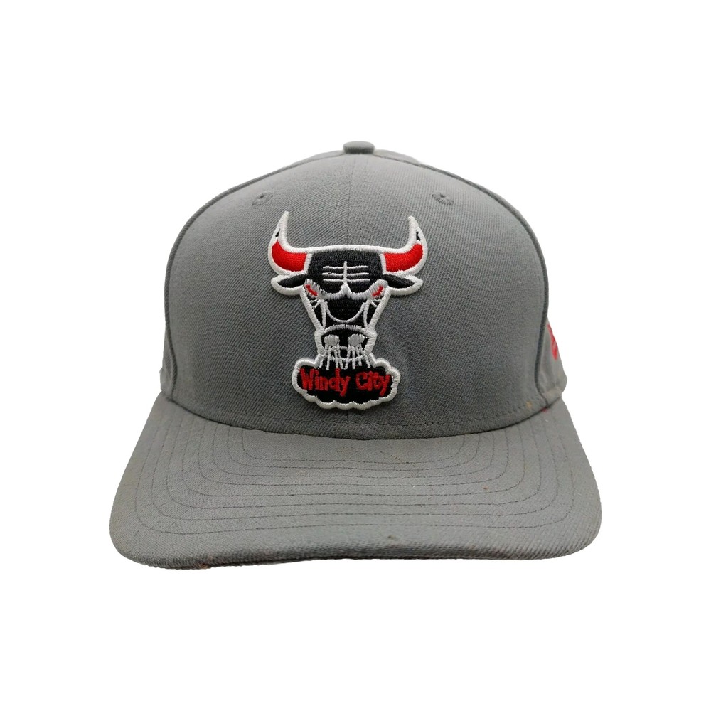 Chicago Bulls Hat Windy City Grey Fitted Size 7 1/2 Hardwood Classics