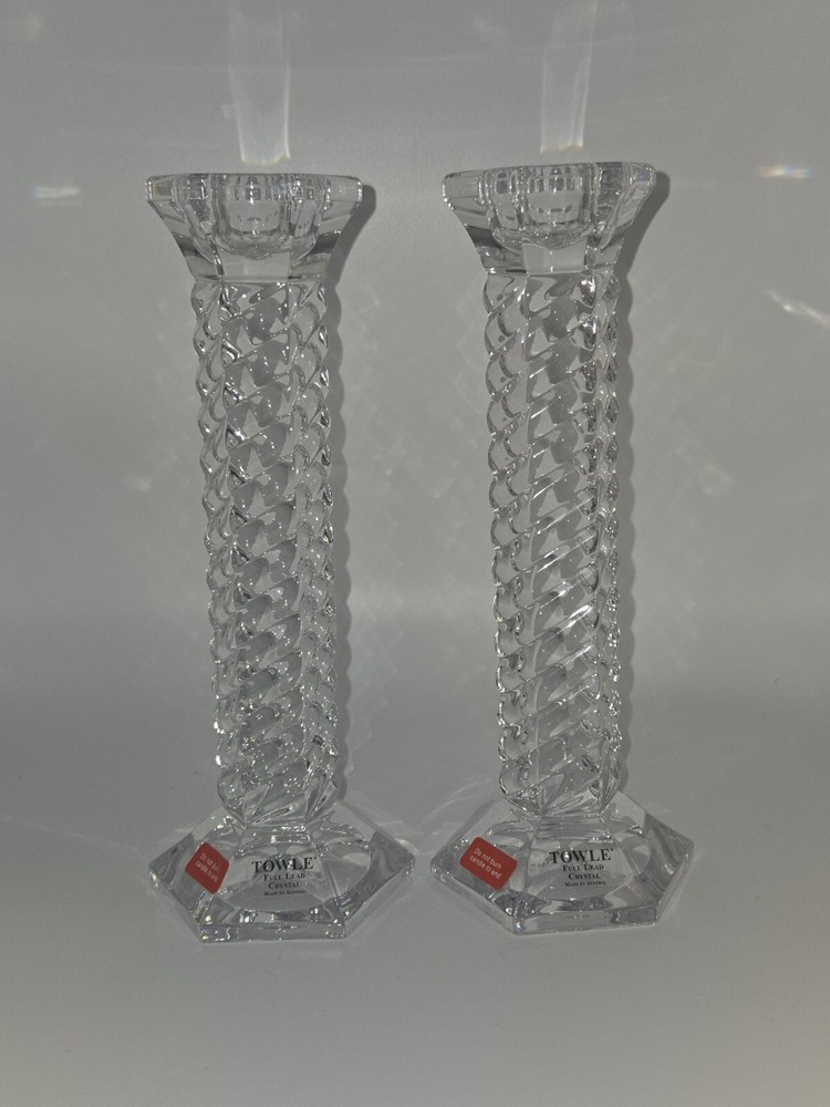 TOWLE Leaded Crystal Candlesticks Holder Set 8”