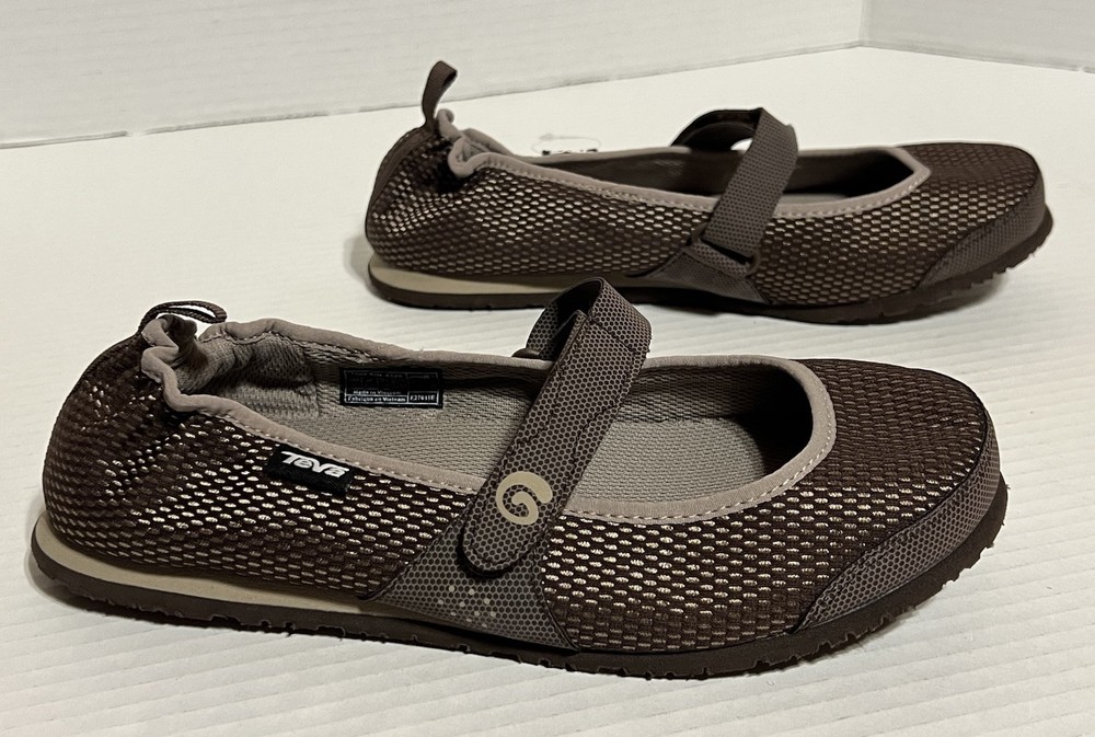 TEVA Womens Mush Water Shoe Sandals Agion Mary Jane Flats Adjustable Brown 8 New