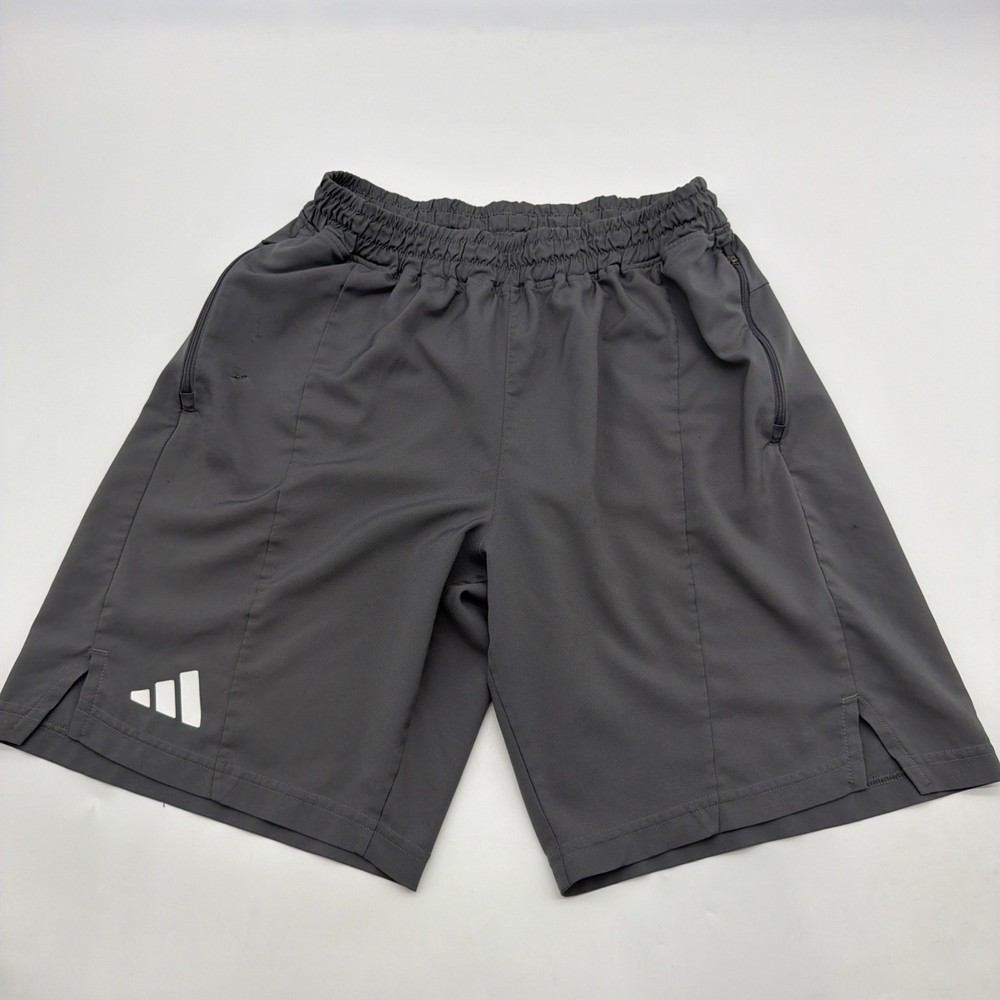 Adidas Aeroready Shorts Men M Gray Pockets Zip Logo .#44627
