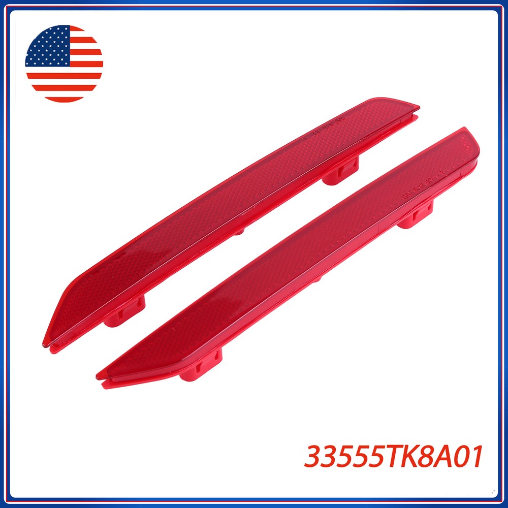 Red Lens Rear Bumper Reflector Markers Pair for 11-17 Honda Odyssey