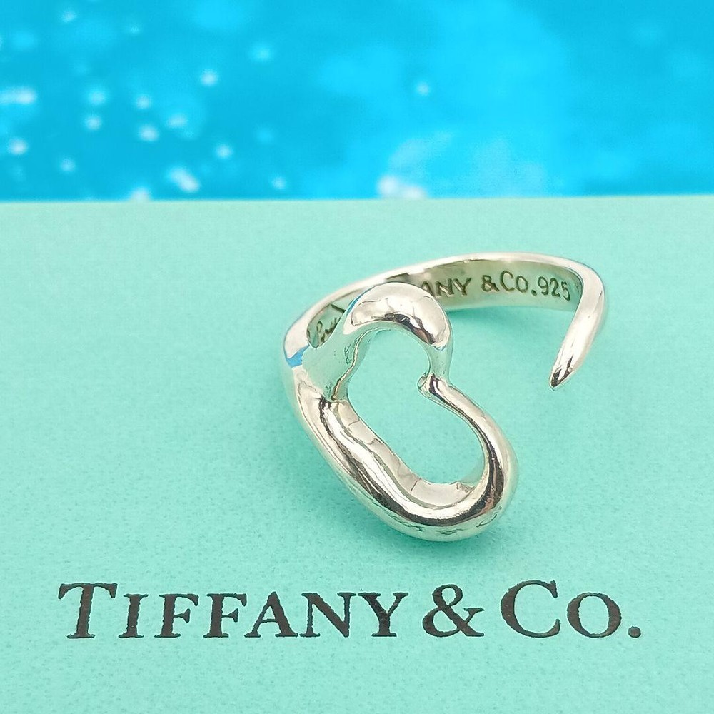 Tiffany & Co Open Heart Sterling Silver Ring Size 12 Womens Fine Jewelry  